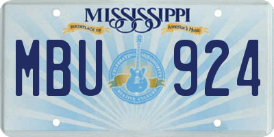 MS license plate MBU924