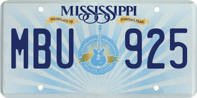 MS license plate MBU925