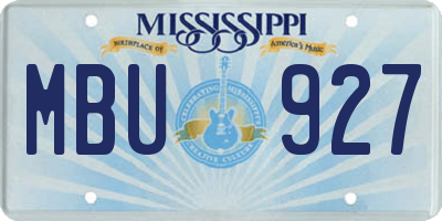 MS license plate MBU927