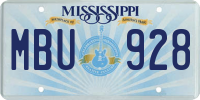 MS license plate MBU928