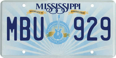 MS license plate MBU929