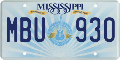 MS license plate MBU930