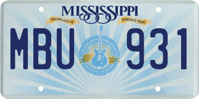 MS license plate MBU931