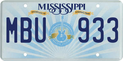 MS license plate MBU933