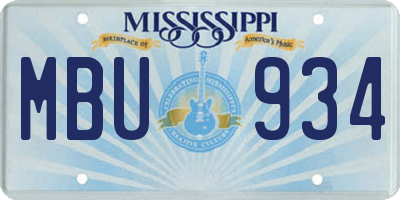 MS license plate MBU934