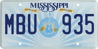MS license plate MBU935