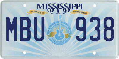 MS license plate MBU938