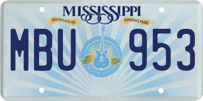 MS license plate MBU953