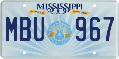 MS license plate MBU967