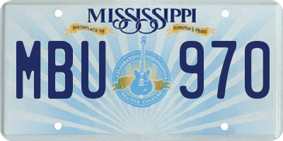 MS license plate MBU970