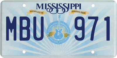 MS license plate MBU971