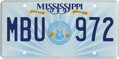 MS license plate MBU972