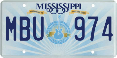 MS license plate MBU974