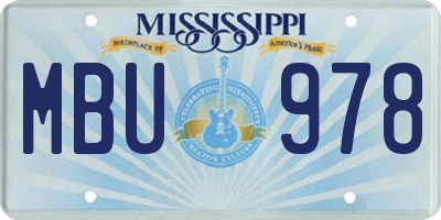 MS license plate MBU978