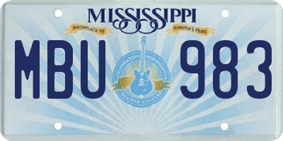MS license plate MBU983