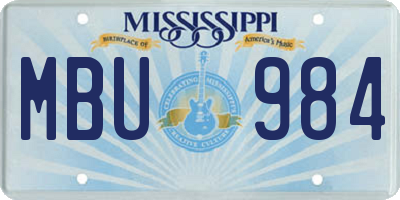 MS license plate MBU984