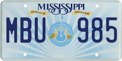 MS license plate MBU985