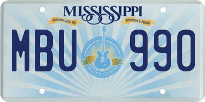 MS license plate MBU990