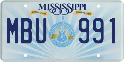 MS license plate MBU991