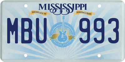 MS license plate MBU993