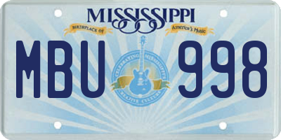 MS license plate MBU998