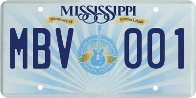 MS license plate MBV001