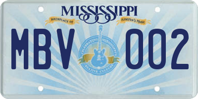 MS license plate MBV002