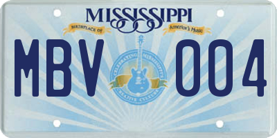 MS license plate MBV004