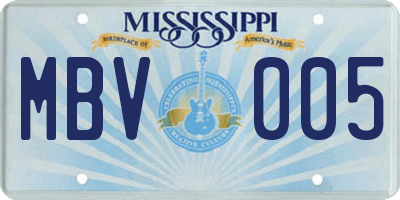 MS license plate MBV005