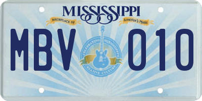 MS license plate MBV010