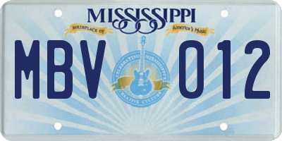 MS license plate MBV012