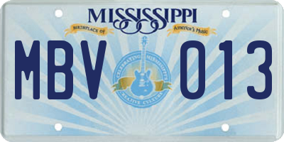 MS license plate MBV013