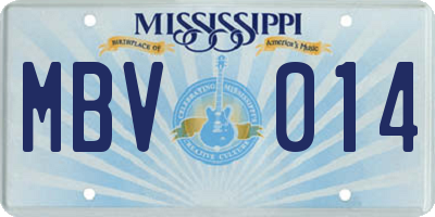 MS license plate MBV014