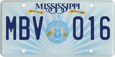MS license plate MBV016
