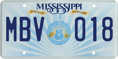 MS license plate MBV018