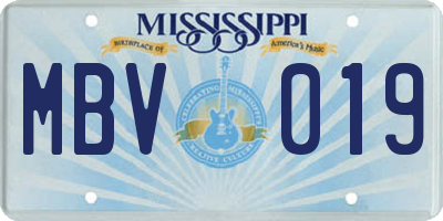 MS license plate MBV019
