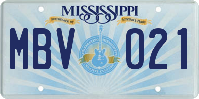 MS license plate MBV021