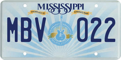 MS license plate MBV022