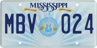 MS license plate MBV024