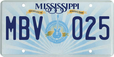 MS license plate MBV025