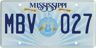 MS license plate MBV027