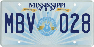 MS license plate MBV028