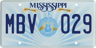 MS license plate MBV029