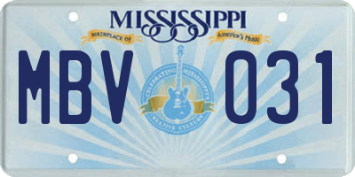 MS license plate MBV031