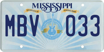 MS license plate MBV033
