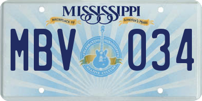 MS license plate MBV034