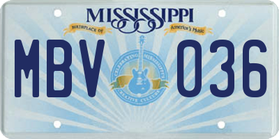 MS license plate MBV036