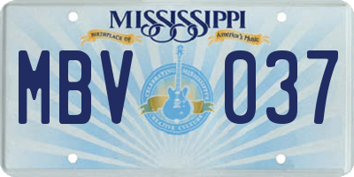 MS license plate MBV037