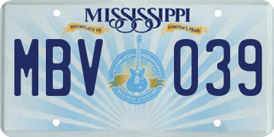 MS license plate MBV039