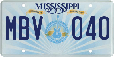 MS license plate MBV040